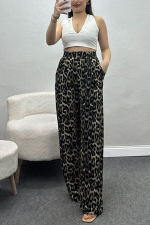 Kemer Cırtlı Krep Pantolon Leopar - 30494.1865.