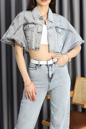 Kısa Kollu Kot Ceket Mavi - 3366011.1966.