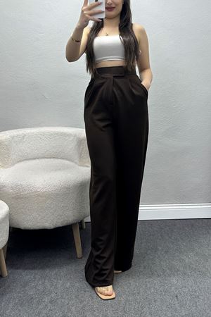 Kemer Cırtlı Krep Pantolon Kahve - 20255.1865.