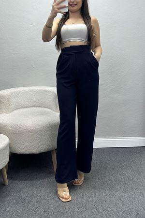 Kemer Cırtlı Krep Pantolon Lacivert - 20255.1865.