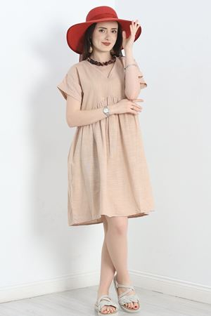 Keten Kumaş Elbise Bej - 40980.701.
