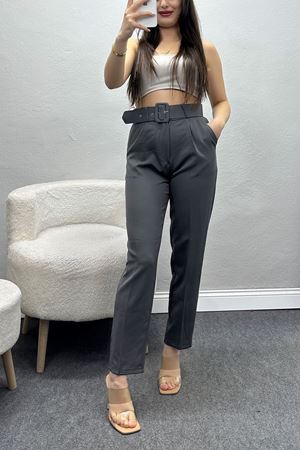 Kemerli Kumaş Pantolon Gri - 20369.1397.