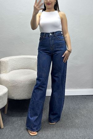 Baskılı Palazzo Kot Pantolon Koyumavi - 40770.1431.