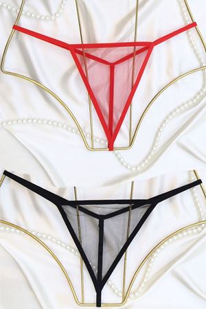 Tül Tanga 2Li Külot Set Siyahkırmızı - 1162.1364.