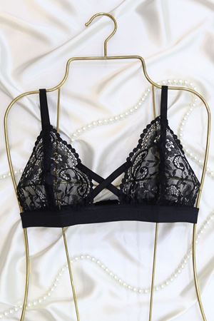 Çapraz İp Detaylı Sütyen Siyah - 1150.1364.