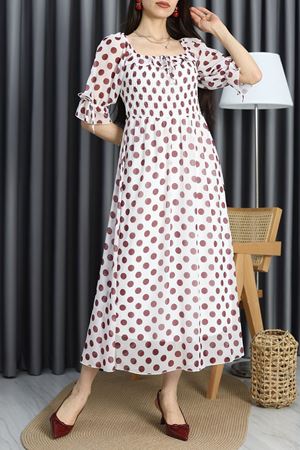 Puantiyeli Elbise Beyazbordo - 40973.1987.