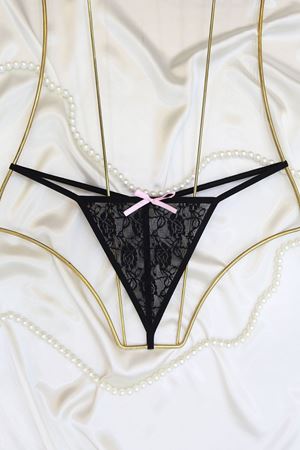 Dantelli Desenli Tanga Siyah - 1181.1364.