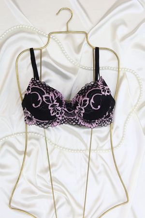 Çift Renk Dantel Detaylı Sütyen Dolu Kap Siyahlila - 2558.1783.