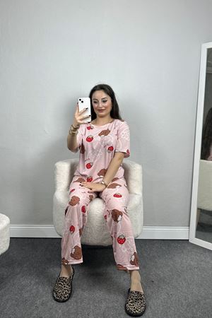 Alt Üst Aynı Viskon Pijama Takımı Çilekpembe - 485.1287.