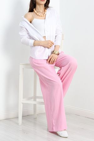 Çizgili Terikoton Gömlek Beyaz5 - 80018.147.