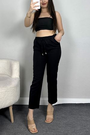 Dabıl Bağcıklı Pantolon Siyah - 20138.1884.