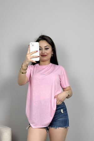 İnce Suprem Pis Dikiş Tişört Pudra - 80091.1878.