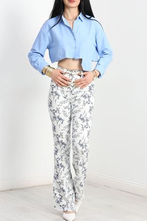 Likralı İspanyol Kot Pantolon Beyaz - 30755.1896.