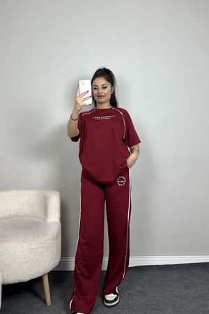 Nakış Detay Biyeli Eşofman Takımı Bordo - 50493.1005.