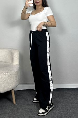 Özel Tasarım Nakışlı 2 İplik Eşofman Altı Siyah - 70158.1857.