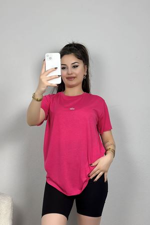 İnce Suprem Pis Dikiş Tişört Fuşya - 80092.1878.