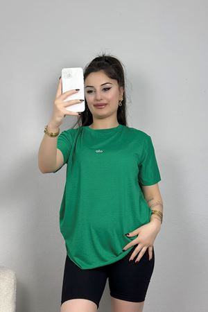 İnce Suprem Pis Dikiş Tişört Zümrütyeşili - 80092.1878.