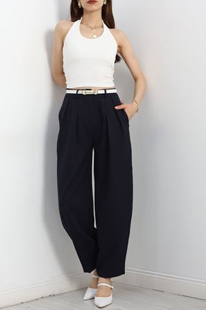 Pileli Bol Kesim Pantolon Lacivert - 70084.746.