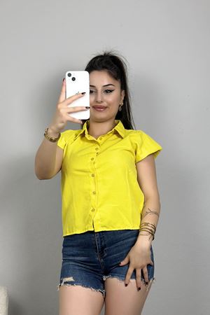 Düz Vatkalı Kolsuz Gömlek Sarı - 90313.147.