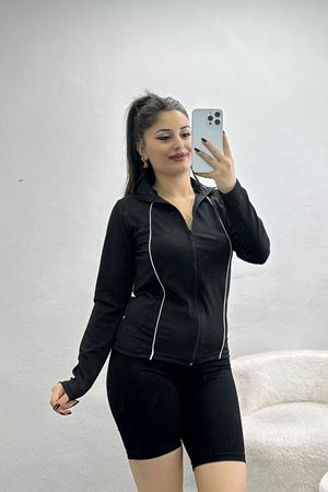 Biyeli Fermuarlı Dalgıç Body Ceket Siyah - 90315.053.