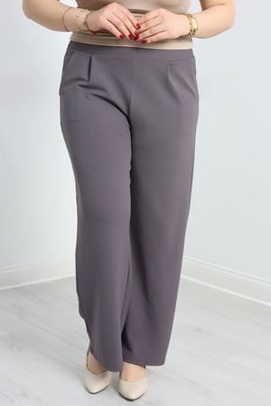 Büyük Beden Zra Krep Pantolon Gri - 70606.1605.