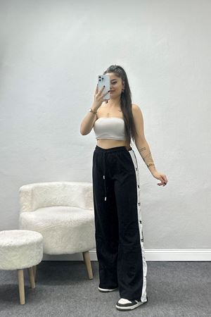 Özel Tasarım Nakışlı 2 İplik Eşofman Altı Siyah - 70159.1857.