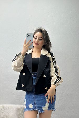 Kol Şeritli Ceket Taşsiyah - 8725.179.