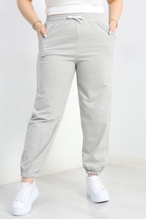 Biyeli Büyük Beden 2 İplik Eşofman Altı Gri - 50657.1005.