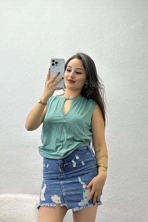 Yaka Büzgülü Bluz Mint - 80008.1095.