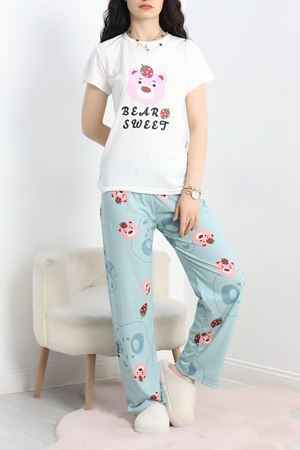 Baskılı Pijama Takımı Mint - 885.1287.
