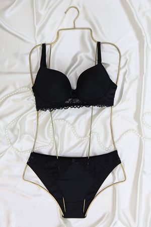 Dalgıç Kol Dantelli Boş Kalıp Siyah - 2555-B.1783.