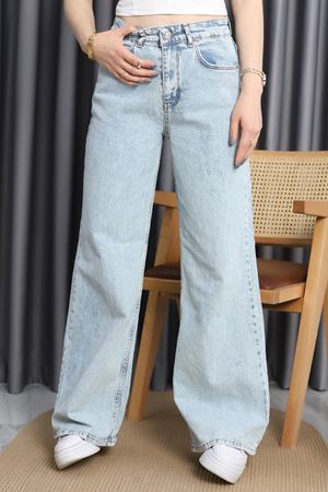 Wide Leg Kot Pantolon Açıkmavi - 30997.1590.