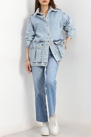 Körüklü Cep Kot Ceket  Açıkmavi8 - 20464.1778.