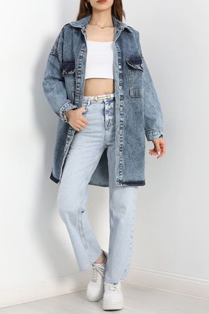 Metal Detaylı Kot Ceket Mavi - 20411.1778.