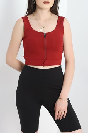 Fermuarlı Kaplı Bustiyer Bordo - 5039.125.