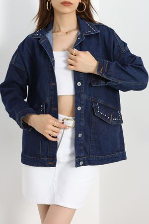 Yakası Taşlı Kot Ceket Koyumavi2 - 20387.1778.