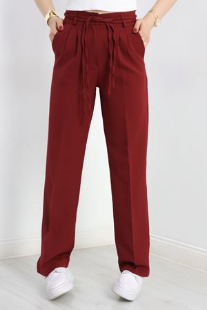 İp Bağlamalı Palazzo Pantolon Bordo - 90021.1397.