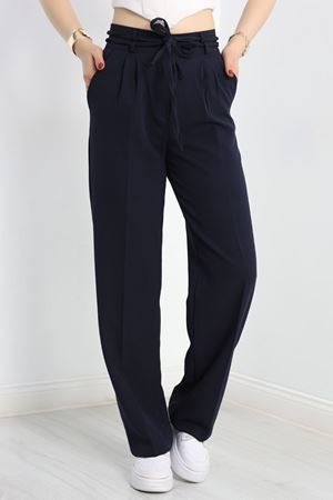 İp Bağlamalı Palazzo Pantolon Lacivert - 90021.1397.