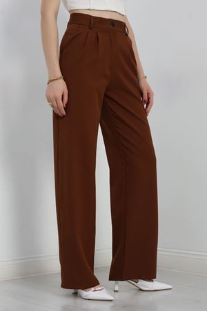 Tek Düğme Palazzo Pantolon Kahve - 90022.1397.