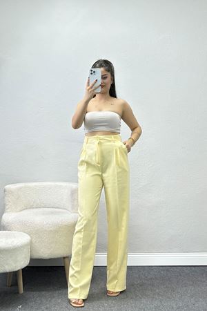 Double Kumaş Palazzo Pantolon Açıksarı - 30937.683.