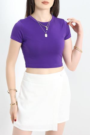 Bisiklet Yaka Crop Body Mor - 70528.1388.