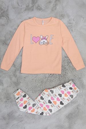 6-14 Yaş Baskılı Çocuk Pijama Takımı Yavruağzı - 40101.1931.