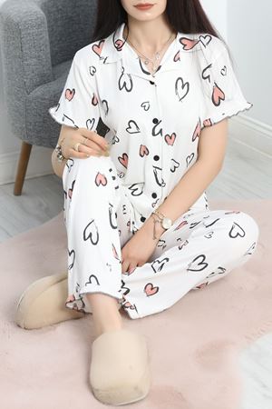 Pegasus Fırfırlı Düğmeli Pijama Takımı Pembekalp - 671.1287.