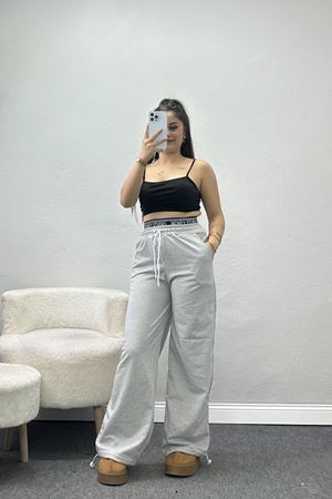 Bel Detaylı 2 İplik Eşofman Altı Gri - 70169.1857.