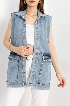 Taşlı Kot Yelek Koyumavi3 - 20444.1778.