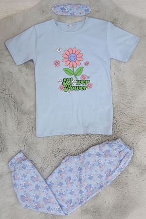 10-13 Yaş Göz Bantlı Penye Çocuk Pijama Takımı Bebemavi - 42025.1951.
