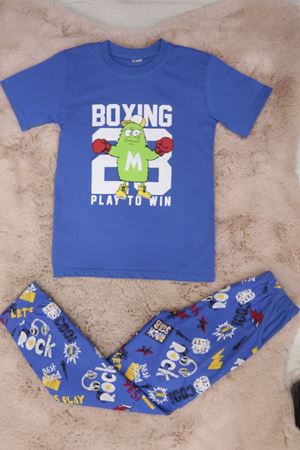 10-13 Yaş Penye Erkek Çocuk Pijama Takım Mavi - 42026.1951.