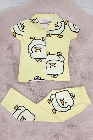 5-12 Yaş Milan Düğmeli Pijama Takımı Sarı - 50676.2028.