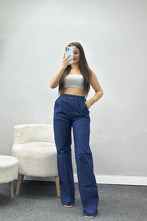 Bel Lastikli Tensel Pantolon Mavi1 - 41813.1431.