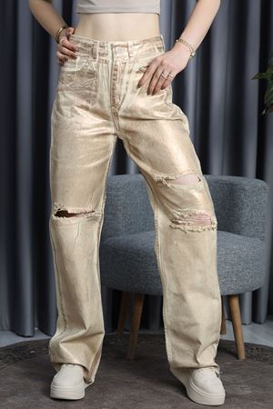 Lazerli Palazzo Kot Pantolon Metalikkahve - 31118.1946.